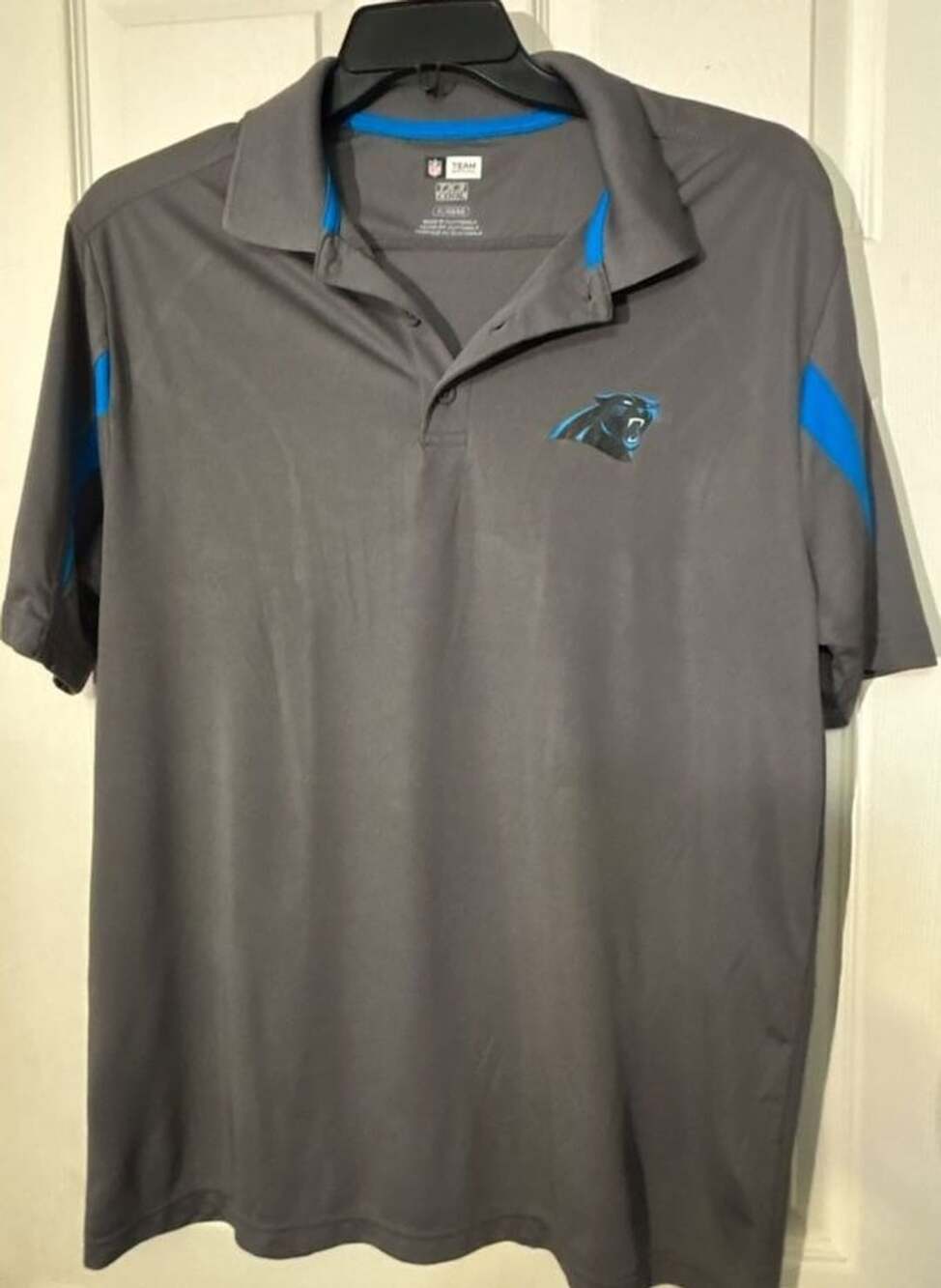 NFL Team Apparel Carolina Panthers Gray Performance Polo Shirt Men Size XL